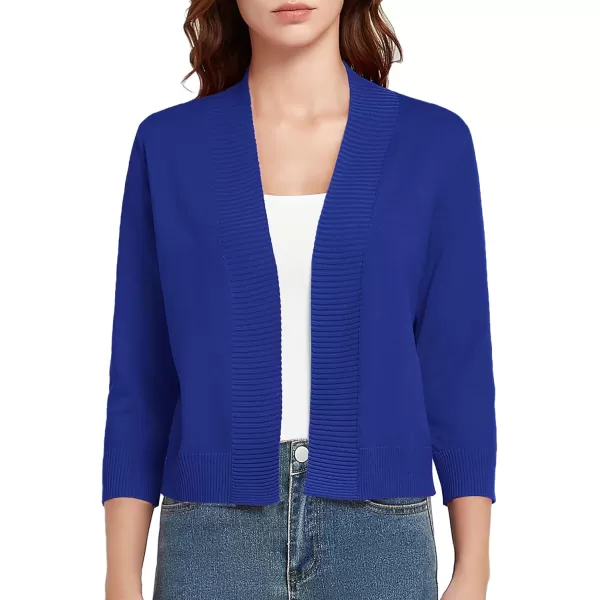 Urban CoCo Womens 34 Sleeve Cropped Cardigan Sweater Lightweight Open Front Shrug for DressesRoyal Blue