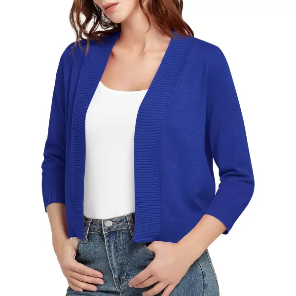 Urban CoCo Womens 34 Sleeve Cropped Cardigan Sweater Lightweight Open Front Shrug for DressesRoyal Blue