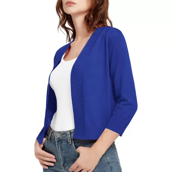 Urban CoCo Womens 34 Sleeve Cropped Cardigan Sweater Lightweight Open Front Shrug for DressesRoyal Blue