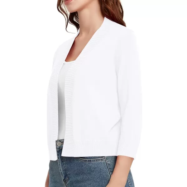 Urban CoCo Womens 34 Sleeve Cropped Cardigan Sweater Lightweight Open Front Shrug for DressesWhite