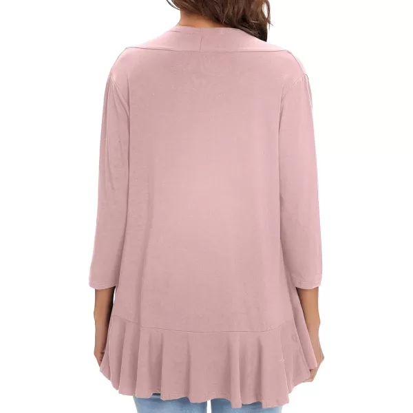Urban CoCo Womens Casual Lightweight Open Front Cardigan Soft Draped Ruffles 34 SleeveLavender