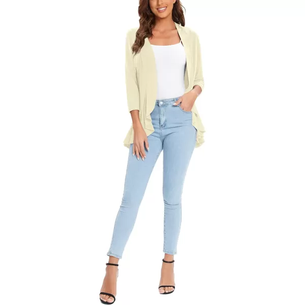 Urban CoCo Womens Casual Lightweight Open Front Cardigan Soft Draped Ruffles 34 SleeveSilver Mink