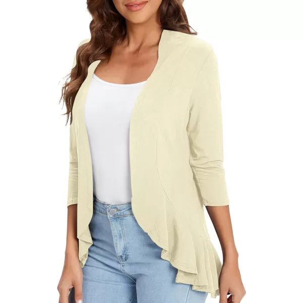 Urban CoCo Womens Casual Lightweight Open Front Cardigan Soft Draped Ruffles 34 SleeveSilver Mink