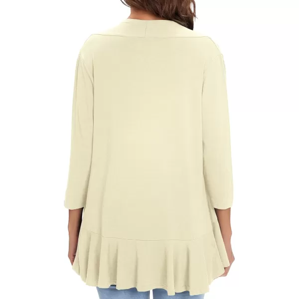 Urban CoCo Womens Casual Lightweight Open Front Cardigan Soft Draped Ruffles 34 SleeveSilver Mink