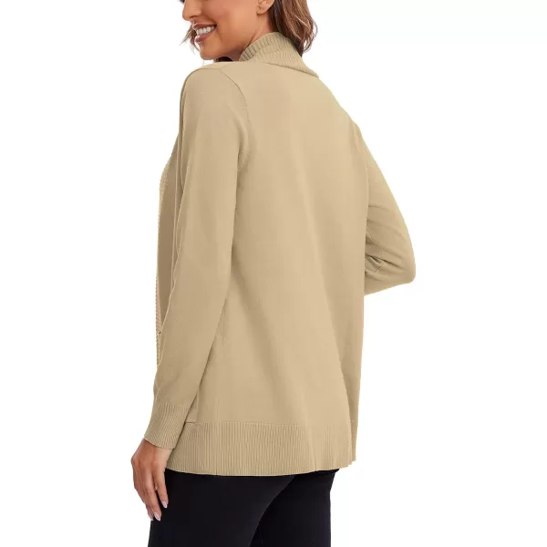 Urban CoCo Womens Lightweight Open Front Knit Cardigan Sweater Long Sleeve with PocketApricot