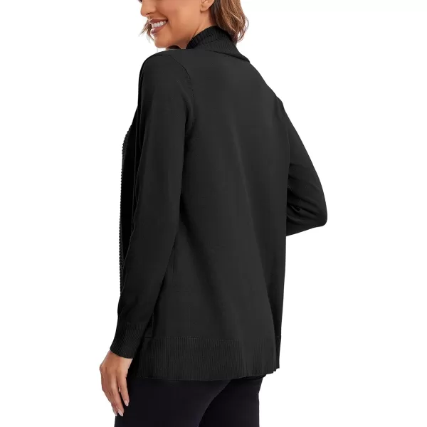 Urban CoCo Womens Lightweight Open Front Knit Cardigan Sweater Long Sleeve with PocketBlack