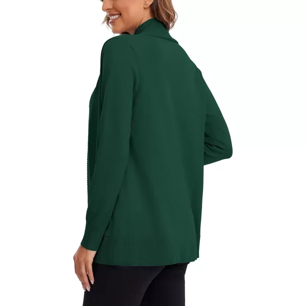 Urban CoCo Womens Lightweight Open Front Knit Cardigan Sweater Long Sleeve with PocketDark Green