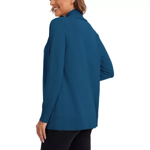 Urban CoCo Womens Lightweight Open Front Knit Cardigan Sweater Long Sleeve with PocketIndigo Blue
