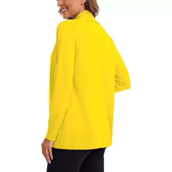 Urban CoCo Womens Lightweight Open Front Knit Cardigan Sweater Long Sleeve with PocketLemon Yellow