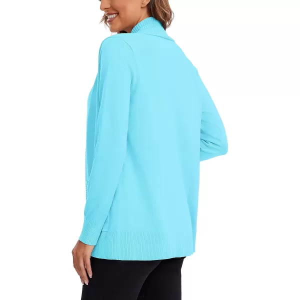 Urban CoCo Womens Lightweight Open Front Knit Cardigan Sweater Long Sleeve with PocketLight Blue