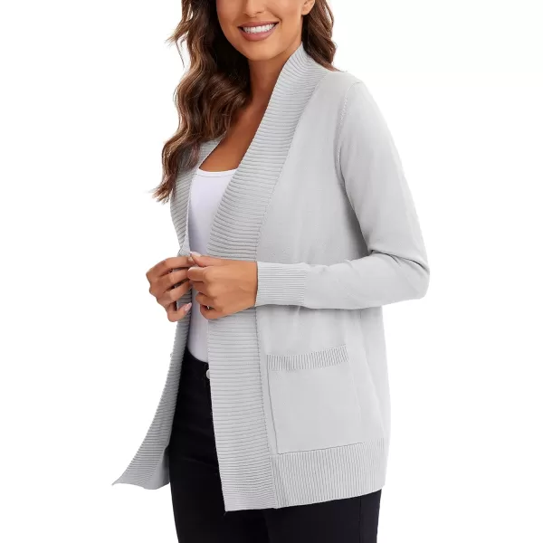 Urban CoCo Womens Lightweight Open Front Knit Cardigan Sweater Long Sleeve with PocketLight Gray