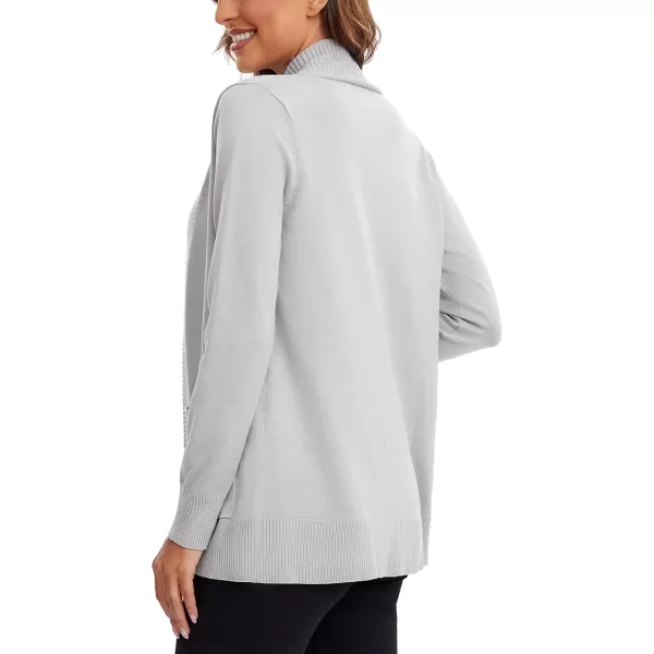 Urban CoCo Womens Lightweight Open Front Knit Cardigan Sweater Long Sleeve with PocketLight Gray