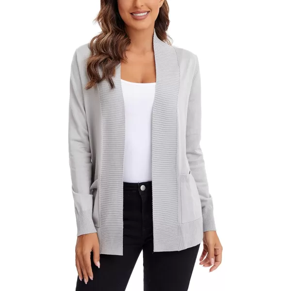 Urban CoCo Womens Lightweight Open Front Knit Cardigan Sweater Long Sleeve with PocketLight Gray