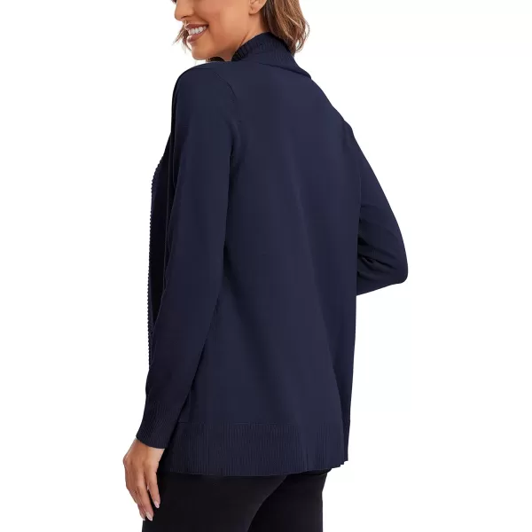 Urban CoCo Womens Lightweight Open Front Knit Cardigan Sweater Long Sleeve with PocketNavy Blue