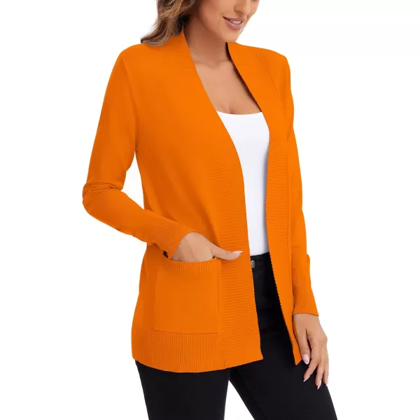 Urban CoCo Womens Lightweight Open Front Knit Cardigan Sweater Long Sleeve with PocketOrange