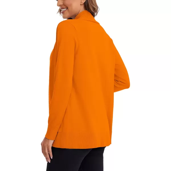 Urban CoCo Womens Lightweight Open Front Knit Cardigan Sweater Long Sleeve with PocketOrange