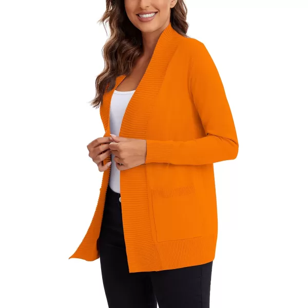 Urban CoCo Womens Lightweight Open Front Knit Cardigan Sweater Long Sleeve with PocketOrange
