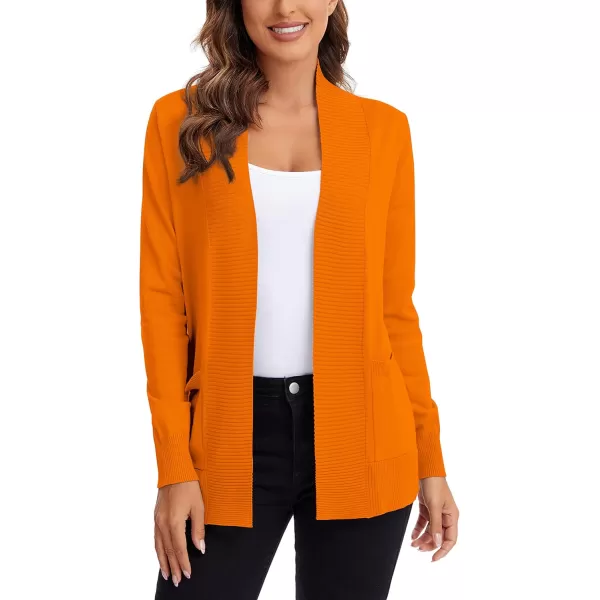 Urban CoCo Womens Lightweight Open Front Knit Cardigan Sweater Long Sleeve with PocketOrange