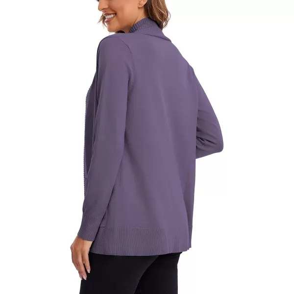Urban CoCo Womens Lightweight Open Front Knit Cardigan Sweater Long Sleeve with PocketPurple