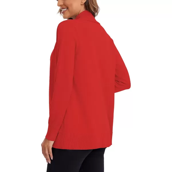Urban CoCo Womens Lightweight Open Front Knit Cardigan Sweater Long Sleeve with PocketRed