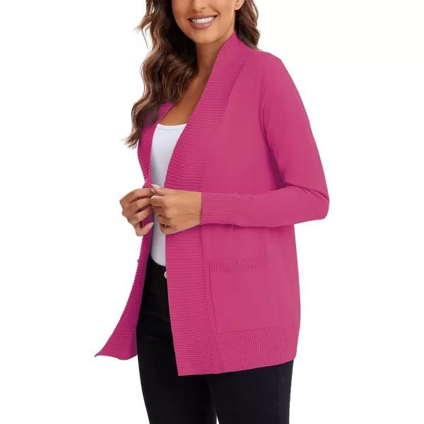 Urban CoCo Womens Lightweight Open Front Knit Cardigan Sweater Long Sleeve with PocketRose