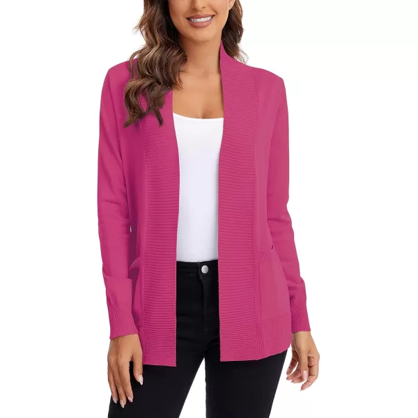 Urban CoCo Womens Lightweight Open Front Knit Cardigan Sweater Long Sleeve with PocketRose
