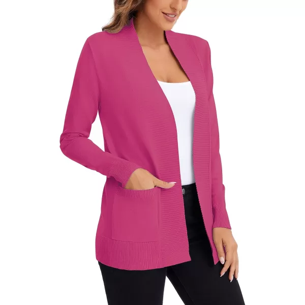 Urban CoCo Womens Lightweight Open Front Knit Cardigan Sweater Long Sleeve with PocketRose