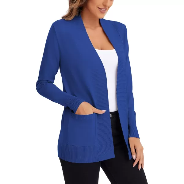 Urban CoCo Womens Lightweight Open Front Knit Cardigan Sweater Long Sleeve with PocketRoyal Blue
