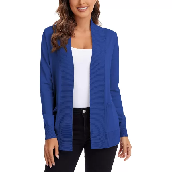 Urban CoCo Womens Lightweight Open Front Knit Cardigan Sweater Long Sleeve with PocketRoyal Blue