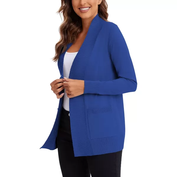 Urban CoCo Womens Lightweight Open Front Knit Cardigan Sweater Long Sleeve with PocketRoyal Blue