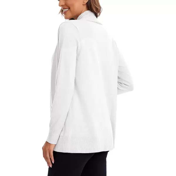 Urban CoCo Womens Lightweight Open Front Knit Cardigan Sweater Long Sleeve with PocketWhite