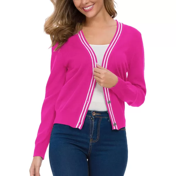 Urban CoCo Womens Long Sleeve Button Down Cardigan Sweater Elegant Cropped SweaterRose