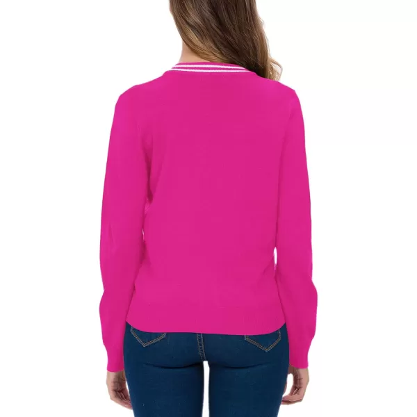Urban CoCo Womens Long Sleeve Button Down Cardigan Sweater Elegant Cropped SweaterRose