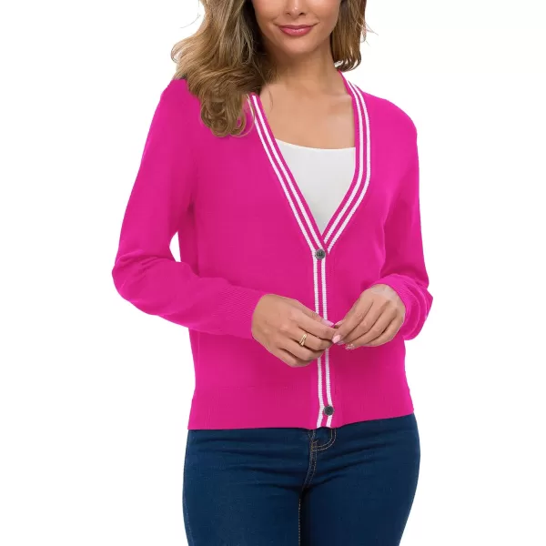 Urban CoCo Womens Long Sleeve Button Down Cardigan Sweater Elegant Cropped SweaterRose