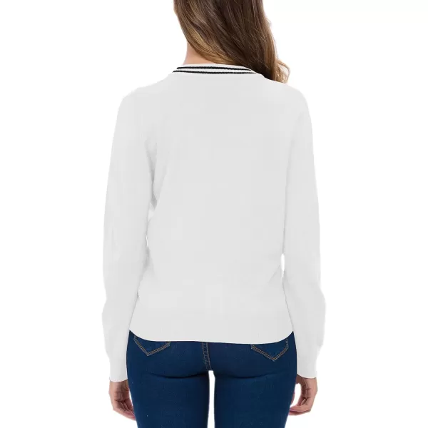 Urban CoCo Womens Long Sleeve Button Down Cardigan Sweater Elegant Cropped SweaterWhite