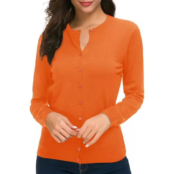 Urban CoCo Womens Long Sleeve Crew Neck Button Down Knit Cardigan SweaterOrange