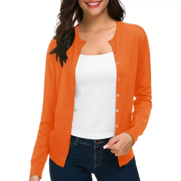 Urban CoCo Womens Long Sleeve Crew Neck Button Down Knit Cardigan SweaterOrange