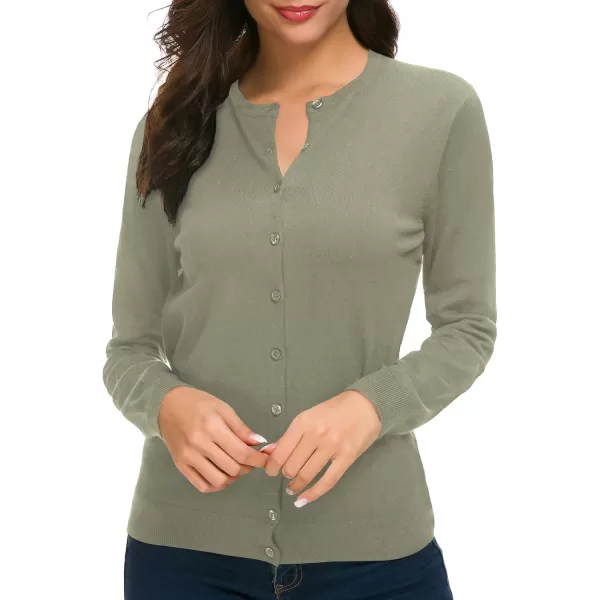 Urban CoCo Womens Long Sleeve Crew Neck Button Down Knit Cardigan SweaterWashed Oliver