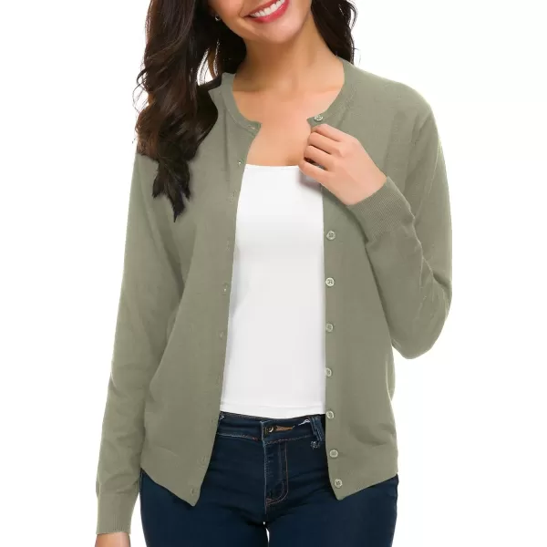 Urban CoCo Womens Long Sleeve Crew Neck Button Down Knit Cardigan SweaterWashed Oliver