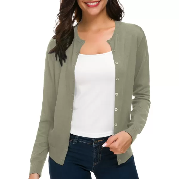 Urban CoCo Womens Long Sleeve Crew Neck Button Down Knit Cardigan SweaterWashed Oliver