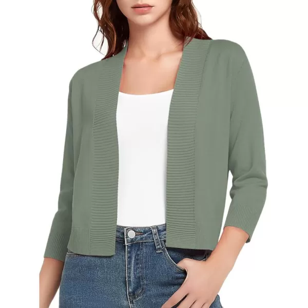 Urban CoCo Womens 34 Sleeve Cropped Cardigan Sweater Lightweight Open Front Shrug for DressesLight Oliver