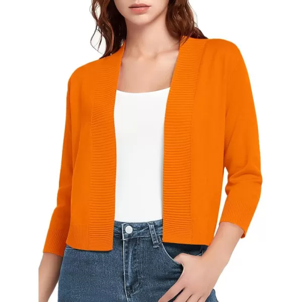Urban CoCo Womens 34 Sleeve Cropped Cardigan Sweater Lightweight Open Front Shrug for DressesOrange