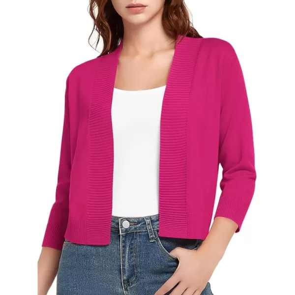 Urban CoCo Womens 34 Sleeve Cropped Cardigan Sweater Lightweight Open Front Shrug for DressesRose