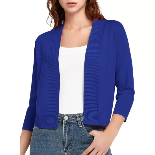 Urban CoCo Womens 34 Sleeve Cropped Cardigan Sweater Lightweight Open Front Shrug for DressesRoyal Blue