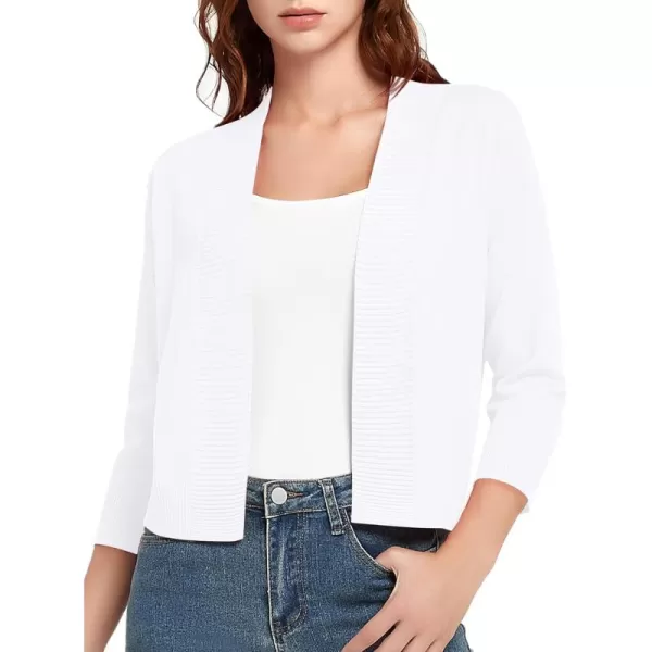 Urban CoCo Womens 34 Sleeve Cropped Cardigan Sweater Lightweight Open Front Shrug for DressesWhite