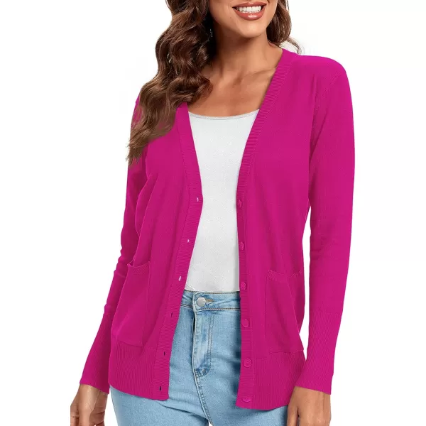 Urban CoCo Womens Lightweight Long Sleeve Knit Dressy Cardigan with Pockets Button Down Sweater BlazersRose