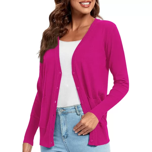 Urban CoCo Womens Lightweight Long Sleeve Knit Dressy Cardigan with Pockets Button Down Sweater BlazersRose