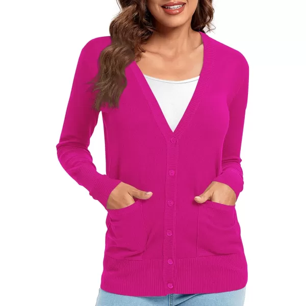 Urban CoCo Womens Lightweight Long Sleeve Knit Dressy Cardigan with Pockets Button Down Sweater BlazersRose