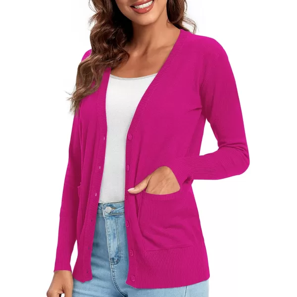 Urban CoCo Womens Lightweight Long Sleeve Knit Dressy Cardigan with Pockets Button Down Sweater BlazersRose