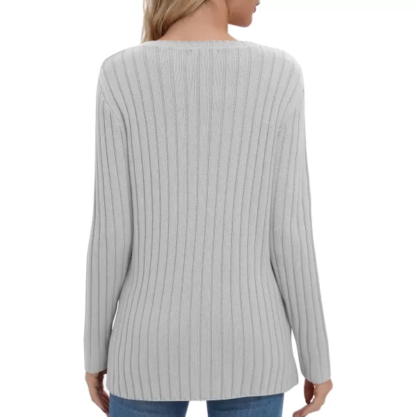 Urban CoCo Womens Long Sleeve Crewneck Tops 2024 Spring Tunic Sweatshirt Casual Knitted Sweater Pullover Tee ShirtsLighy Grey